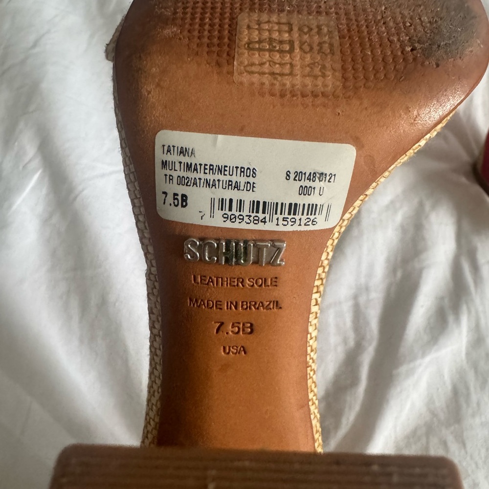 SCHUTZ Woven Tropical Block Heels - Picture 4 of 4